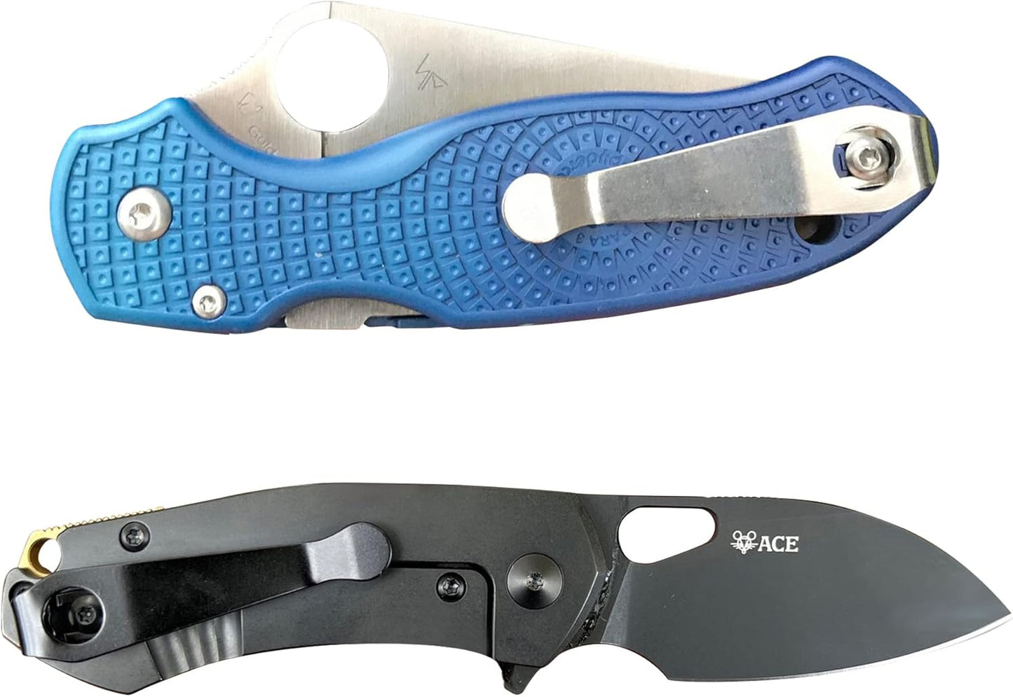 Titanium Deep Carry Pocket Clip Replacement for Spyderco Wire Clip Knives, Premium Custom-made Pocket Clip, Stone Wash