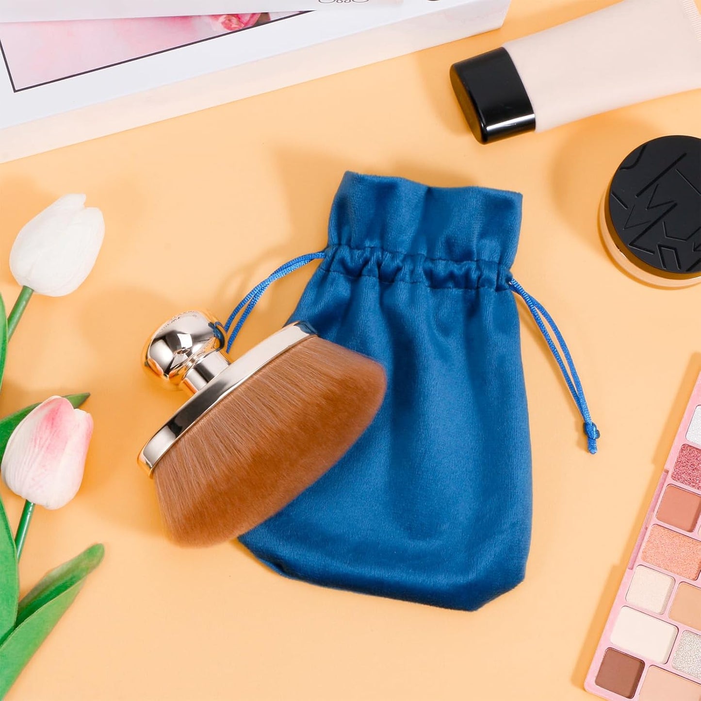 Extra Large Body Makeup Brush for Self Tanner – 115mm Wide Oval Kabuki Body Brush for Bronzer Blend & Blur, Vegan Fiber Self Tanning Brush for Legs & Body with Drawstring Bag by