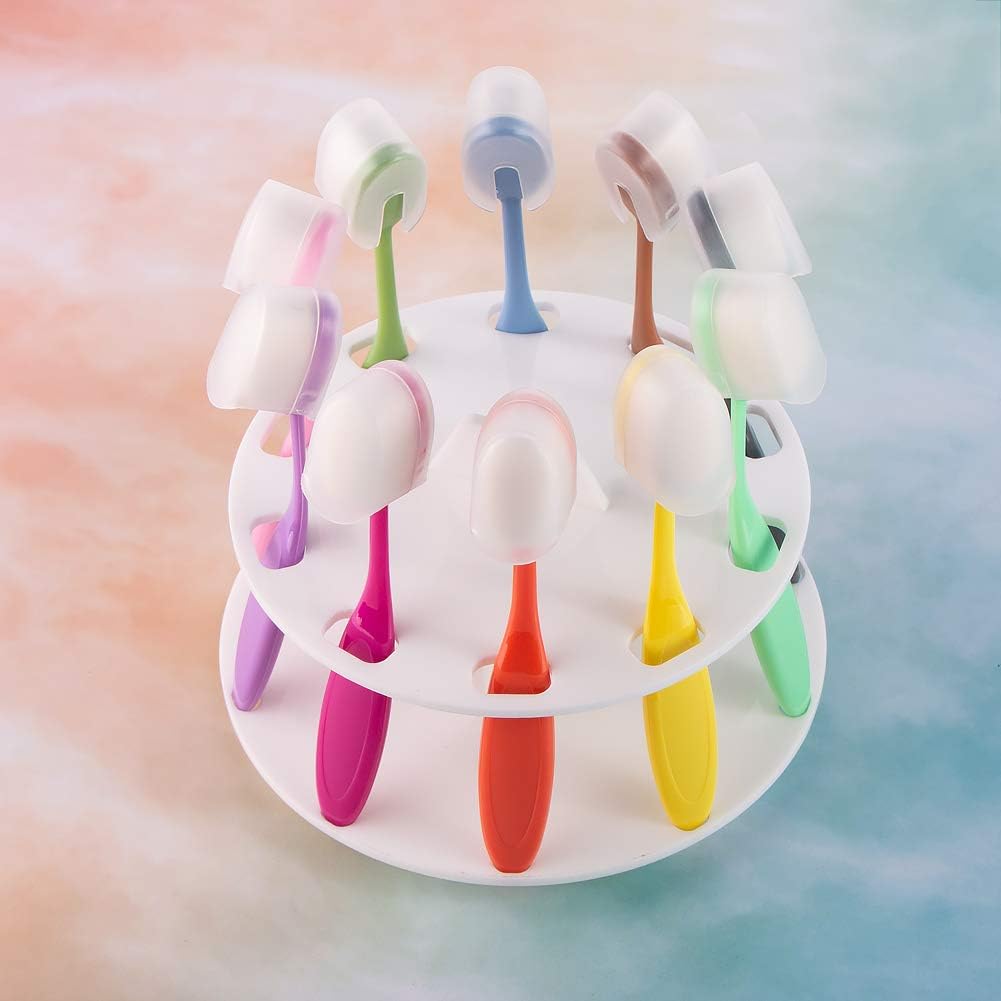 10 pcs Rainbow 4 Ink Blending Brushes for Card Making,Craft Broad Application Assortment Paper Crafter（with dust Cover and Rotating Brush Holder）