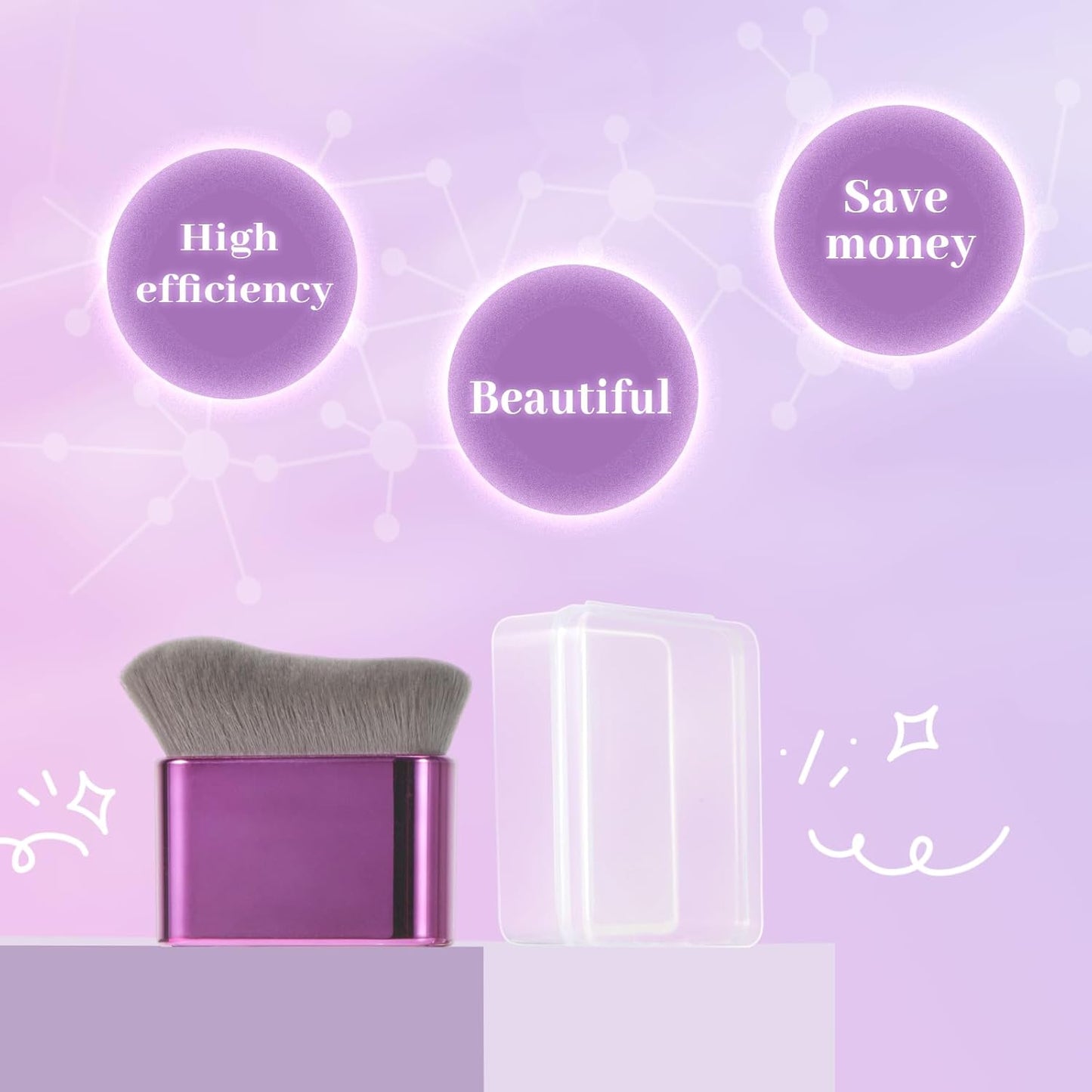 2pcs Self Tanner Brush & Kabuki Brush for Body - Self Tanning Applicator, Body Bronzer Brush for Fake Tan, Sunscreen, Makeup - Face & Body Foundation Brush