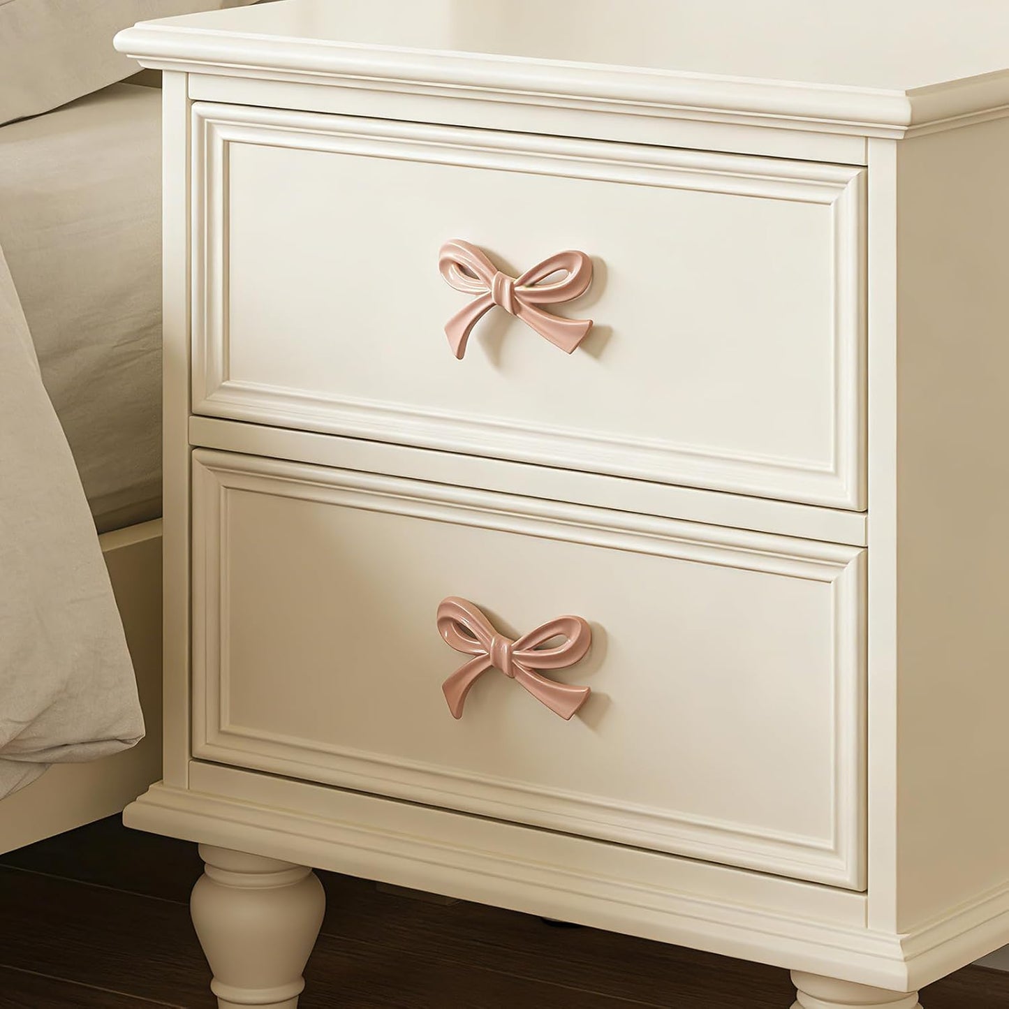 6-Pack Bow Shaped Dresser Knobs Elegant Bow Drawer Pulls Zinc Alloy Solid Bow Tie Cabinet Hardware Pulls Decorative Handles for Drawers Storage Cabinets Dresser Bookcases (Pink-6Pcs)