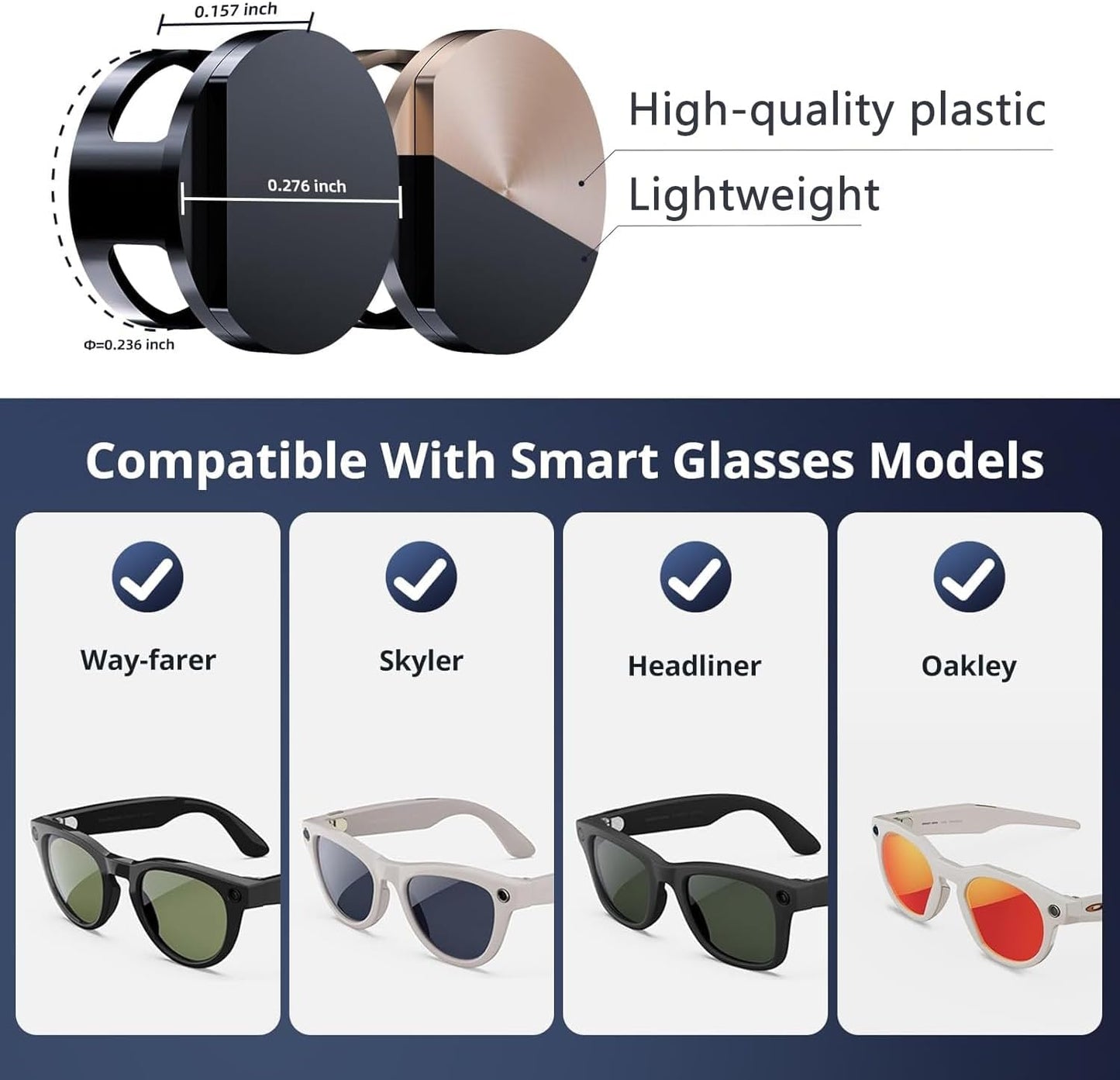[2-Pack] Light Cover for Meta Glasses, LED Blocker Compatible with Ray-ban Wayfarer (& Gen2), Skyler, Headliner HSTN Flash Indicator Blocking Sticker Accessories, Privacy Cover for Meta Camera Lens