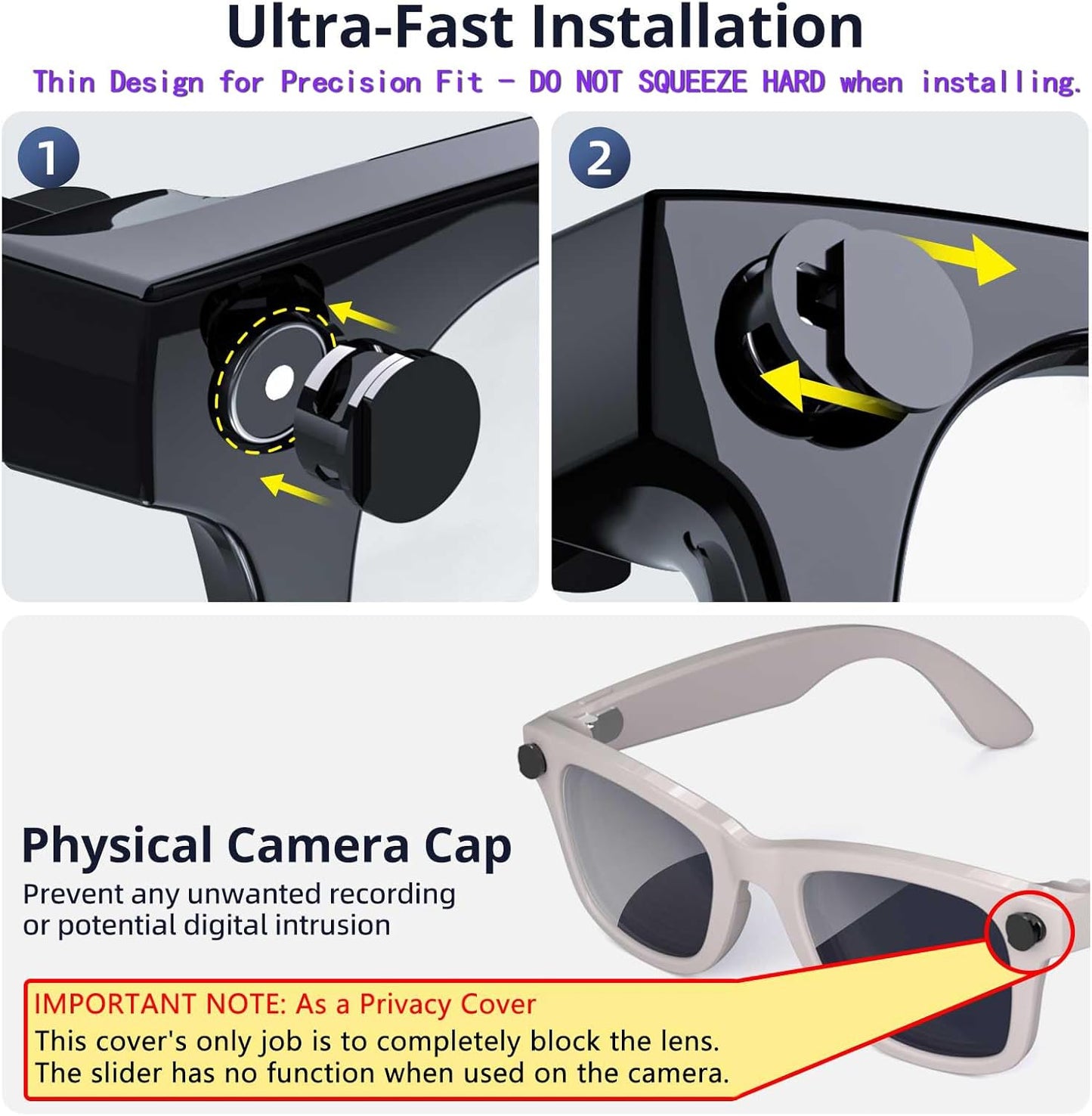 [2-Pack] Light Cover for Meta Glasses, LED Blocker Compatible with Ray-ban Wayfarer (& Gen2), Skyler, Headliner HSTN Flash Indicator Blocking Sticker Accessories, Privacy Cover for Meta Camera Lens