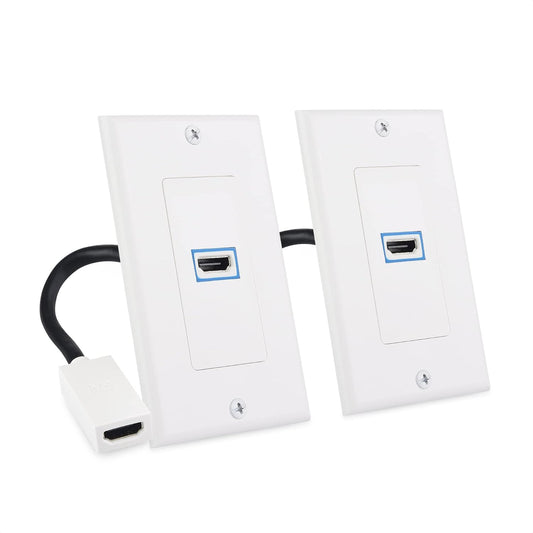 2-Pack 1-Port 8K HDMI Wall Plate, Supports [8K@60Hz, 4K@120Hz, VRR, ALLM, HDR, HDCP 2.3], HDMI Wall Outlet, White