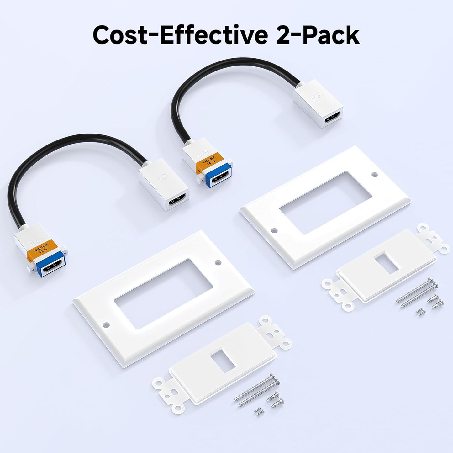 2-Pack 1-Port 8K HDMI Wall Plate, Supports [8K@60Hz, 4K@120Hz, VRR, ALLM, HDR, HDCP 2.3], HDMI Wall Outlet, White