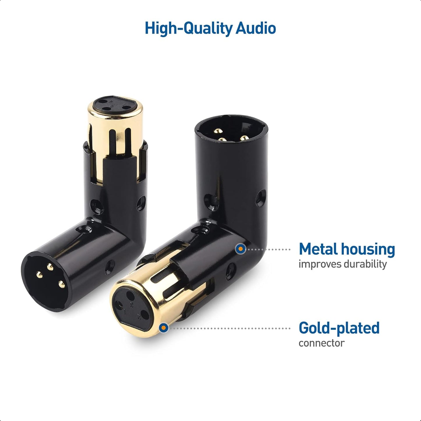 2-Pack Adjustable Male to Female Right Angle XLR Adapter in Black (XLR 90 Degree) & 120 Ohm 3-PinXLR Terminator/DMX Terminator - Optimal Signal Integrity for Lighting and Audio System