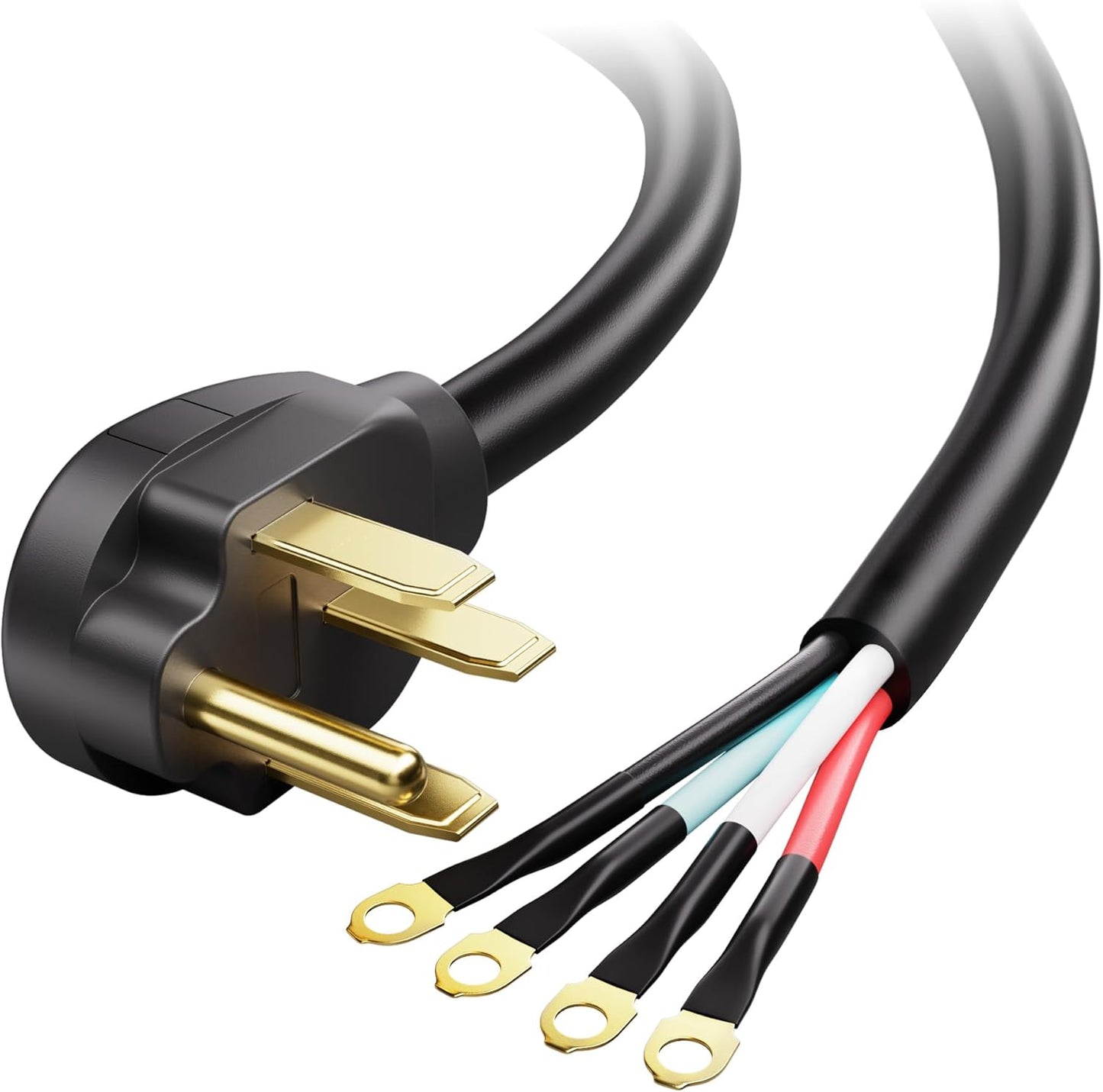 4 Prong to 4 Wire Range Cord - 4ft, Heavy Duty 6/8 AWG, 50 Amp Cord, Compatible with Tesla Plug/EV Plug / J1772 Connector (NEMA 14-50P to 4-Wire)