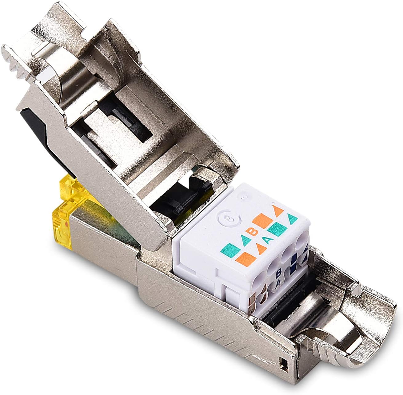 6-Pack Tool-Free Shielded Cat6a / Cat6 RJ45 Termination Plug Connector, 10Gbps Cat 6 Plug