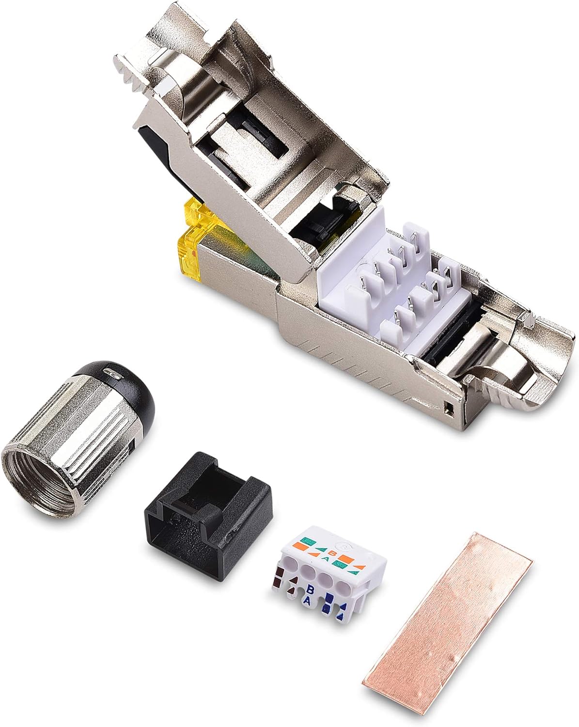 6-Pack Tool-Free Shielded Cat6a / Cat6 RJ45 Termination Plug Connector, 10Gbps Cat 6 Plug