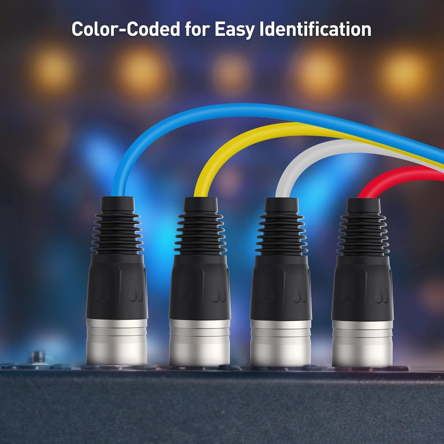 4-Channel XLR Male to Female Snake Cable/Short XLR Snake Cable - 3ft, Professional Audio Connectivity with Shielding and Color-Coded Channels