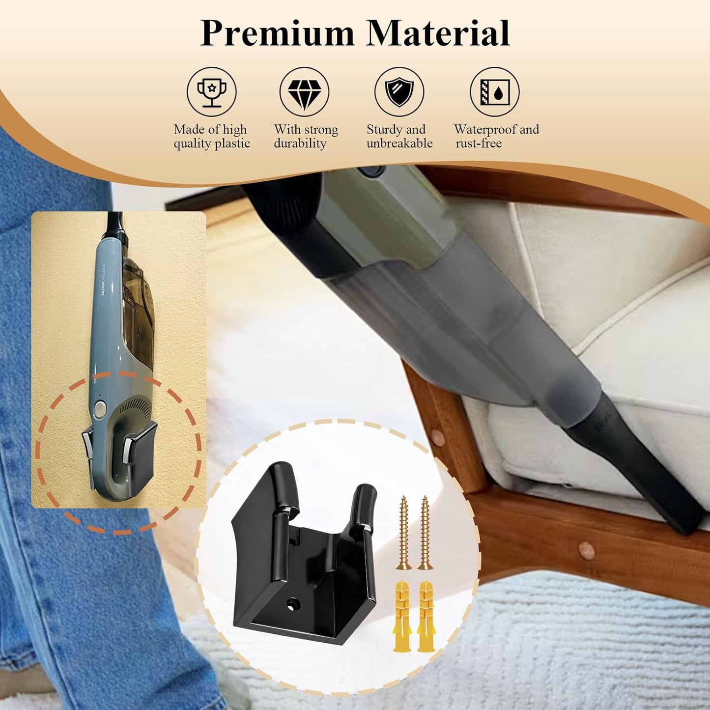 1 Pc Wall Mount Vacuum Holder/Docking Station/Cordless Organizer, Fit for Shark Ultra Cyclone Handheld Vacuum CH700, CH900, CH950, CH951 Series Models, with Screws & Drywall Anchors, Save Space