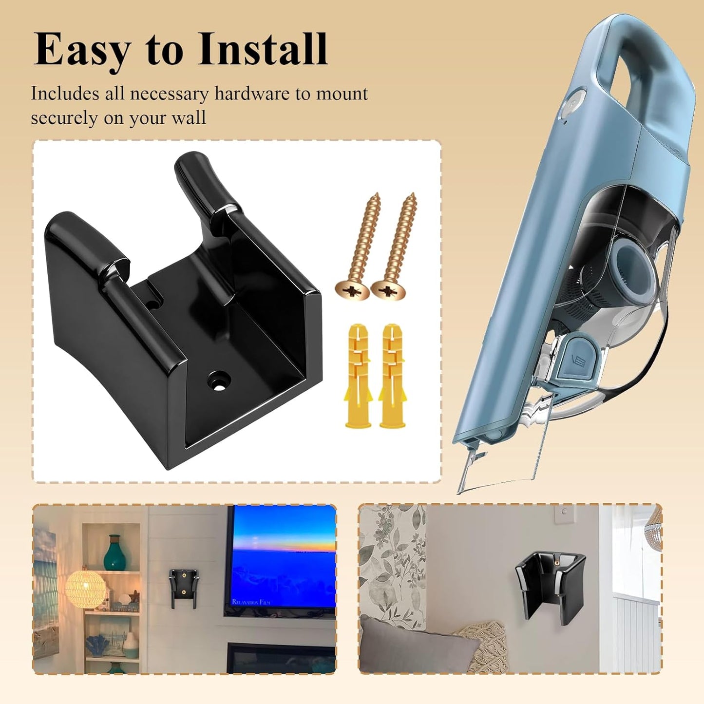 1 Pc Wall Mount Vacuum Holder/Docking Station/Cordless Organizer, Fit for Shark Ultra Cyclone Handheld Vacuum CH700, CH900, CH950, CH951 Series Models, with Screws & Drywall Anchors, Save Space