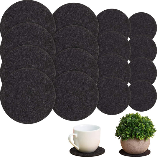 16 Pieces Black Plant Coasters 4 Sizes Felt Cork Plant Reversible Round 4/6/ 8/10 Inch Fabric Cork Trivets Pads for Drinks Absorbent Waterproof Tray Pot for House Indoor