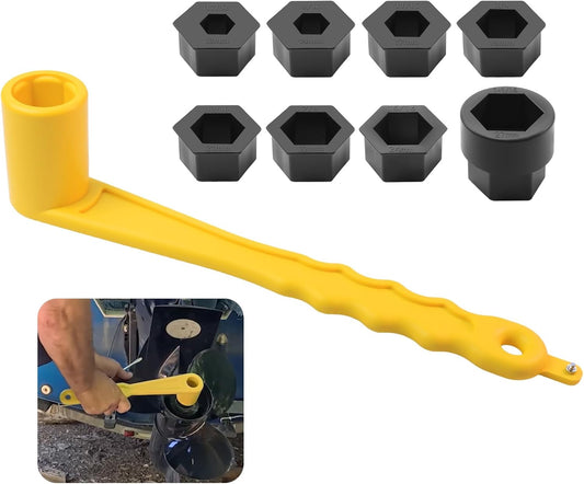 91-859046Q4 Universal Prop Wrench Kit W/Multiple Sockets Fits Mercury/Mercruiser/Alpha, Floating Boat Propeller Wrench for 1-1/16" Nuts, Propeller Wrench, Prop Tool for Outboards & Stern Drives,Yellow