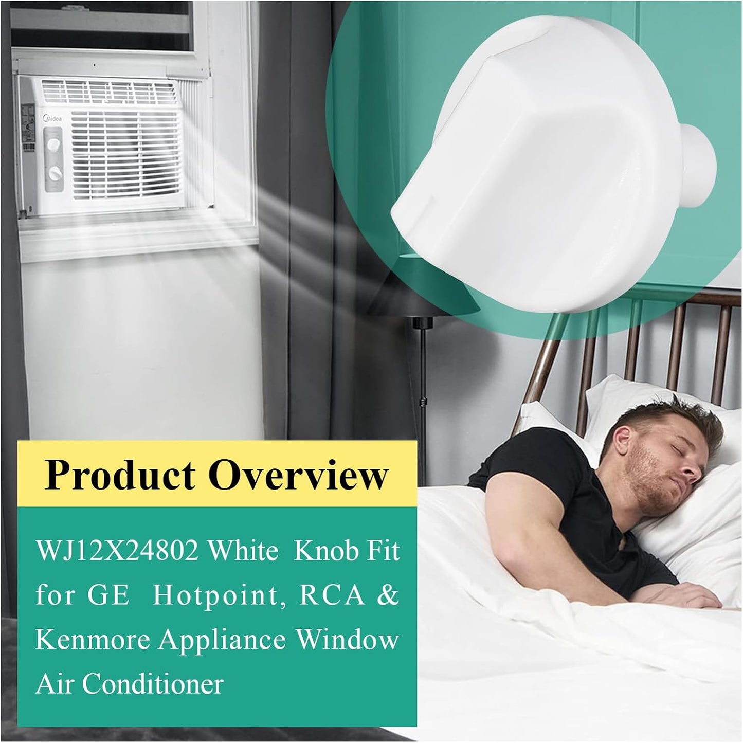 2 Pcs WJ12X24802 Air Conditioner Knob Replacement Part, White Knobs Fits GE Appliance Window Air Conditioner, Compatible with Hotpoint, RCA & Kenmore Conditioner Model AHV05LYQ1/AHV05LYW1/AHEC05ACW1