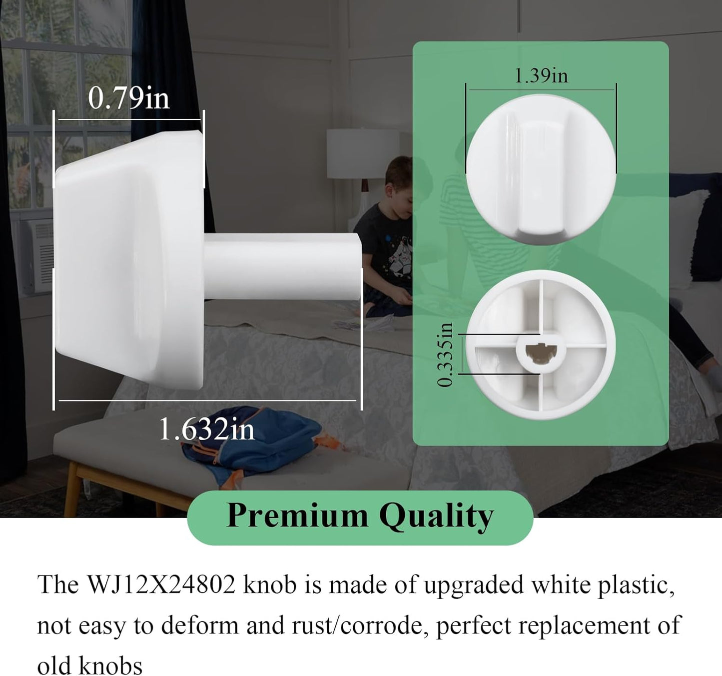 2 Pcs WJ12X24802 Air Conditioner Knob Replacement Part, White Knobs Fits GE Appliance Window Air Conditioner, Compatible with Hotpoint, RCA & Kenmore Conditioner Model AHV05LYQ1/AHV05LYW1/AHEC05ACW1