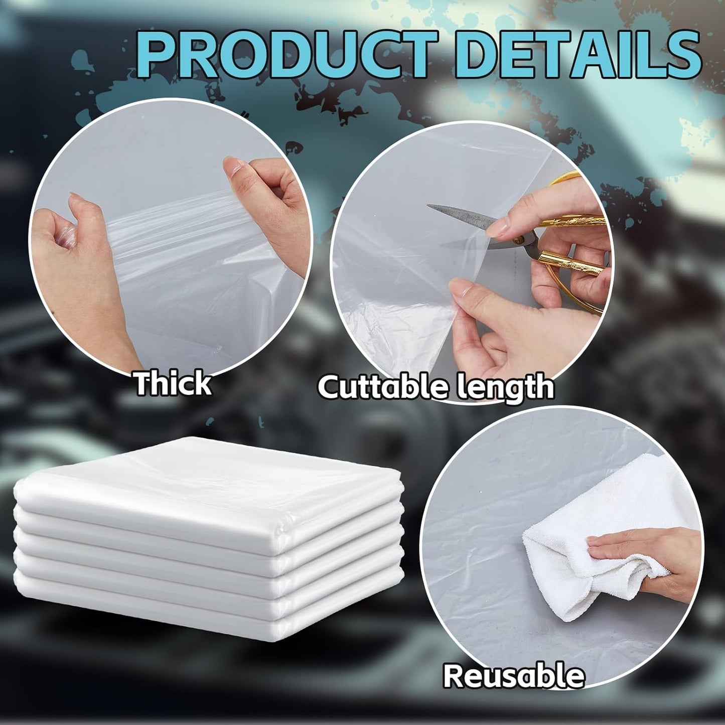 10 Pcs Engine Storage Bags Bulk Plastic Clear Engine Bag Covers Waterproof for Engine Protection, 39.4 x 47.2 Inch