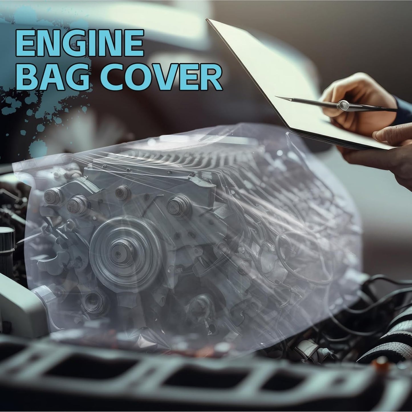 10 Pcs Engine Storage Bags Bulk Plastic Clear Engine Bag Covers Waterproof for Engine Protection, 39.4 x 47.2 Inch