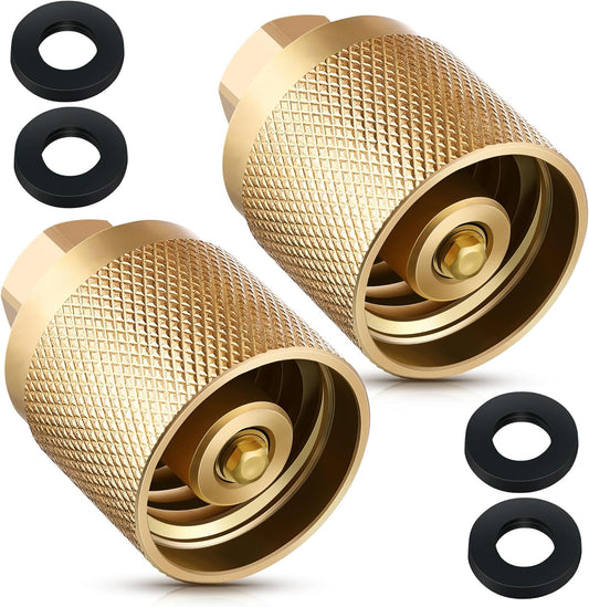 2 Pack Forklift Connector Female, Replacement for 7141F Propane Tank Connector, 1-1/4" Female Inlet x 1/4" NPT Female Outlet, with 4 Pcs Rubber O Rings