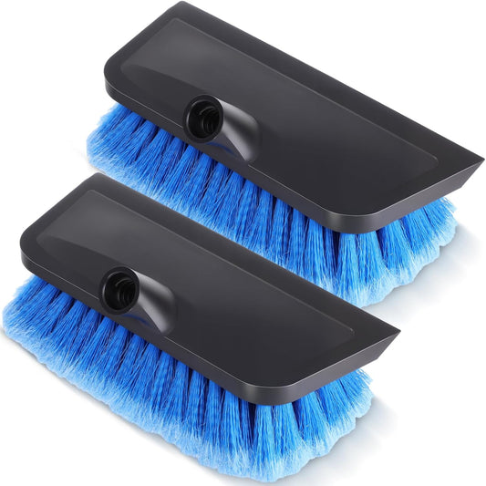 2 Pcs 10 Inch Solar Panel Soft Brush Cleaner Head, Bristles Scrub Brush with Rubber Protective Pads Prevent Scratches, for Solar Panels, Cars, RV, Trucks, Boats, Facades of Houses(Blue)