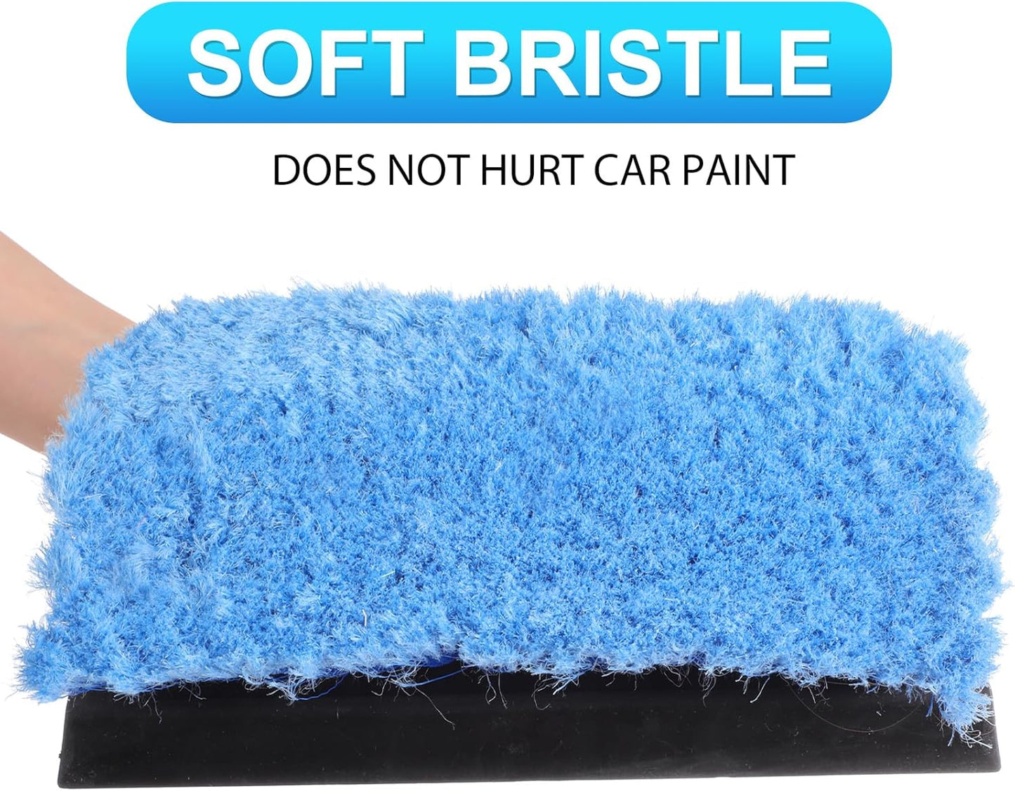 2 Pcs 10 Inch Solar Panel Soft Brush Cleaner Head, Bristles Scrub Brush with Rubber Protective Pads Prevent Scratches, for Solar Panels, Cars, RV, Trucks, Boats, Facades of Houses(Blue)