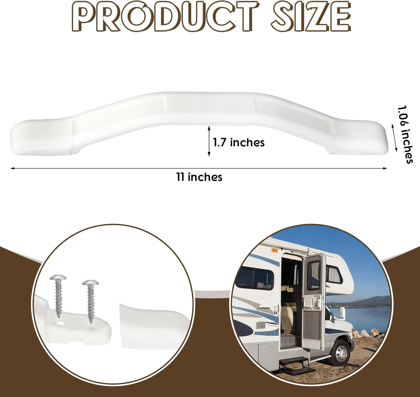 4 Pack RV Grab Handles 11 Inch Plastic RV Grab Handle with Mounting Hardware for Adults Elderly Safety Exterior Assist Handrail for Camper, Boat, Trailer, Cargo Trailer