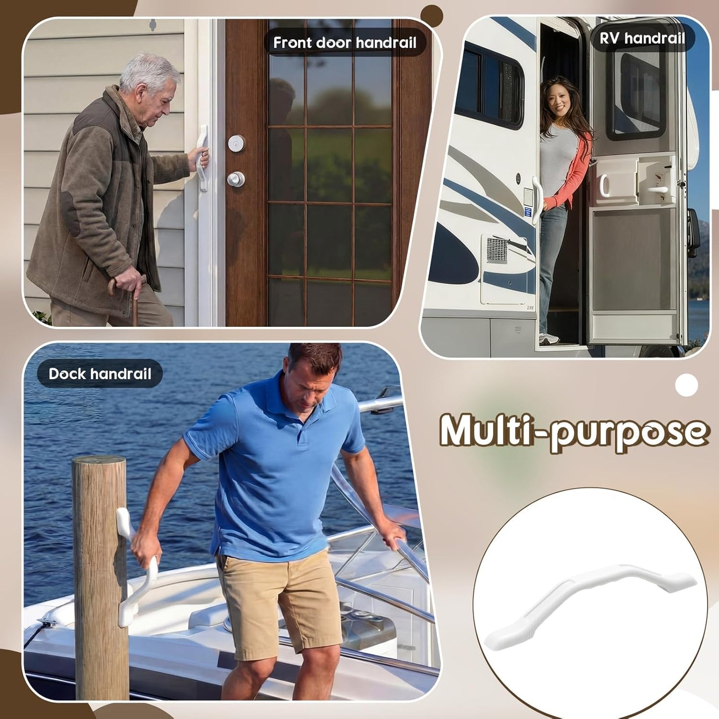 4 Pack RV Grab Handles 11 Inch Plastic RV Grab Handle with Mounting Hardware for Adults Elderly Safety Exterior Assist Handrail for Camper, Boat, Trailer, Cargo Trailer