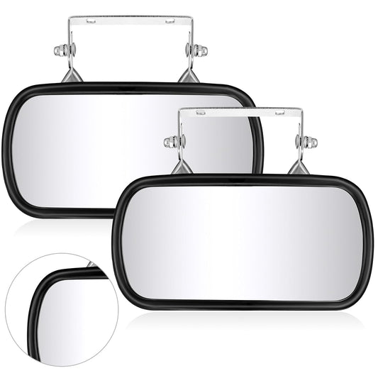 2 Pcs 8" x 4" Forklifts Rectangular Universal Mirror with U Bracket Stainless Steel Rear View Parking Mirror Assembly Improves Visibility for Forklifts Cars Trucks Boats Tractors