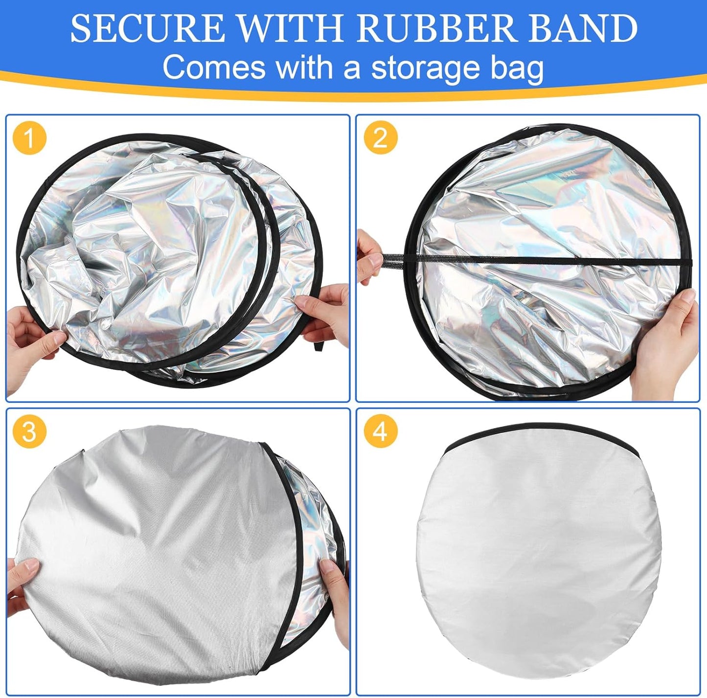 2 Pcs 31 x 28 Inch Car Windshield Sun Shade Foldable, Hologram Foil Front Windshield Shade for Car Truck SUV Van Blocks UV Rays Sun Visor Protector (Iridescent Mermaid Style)