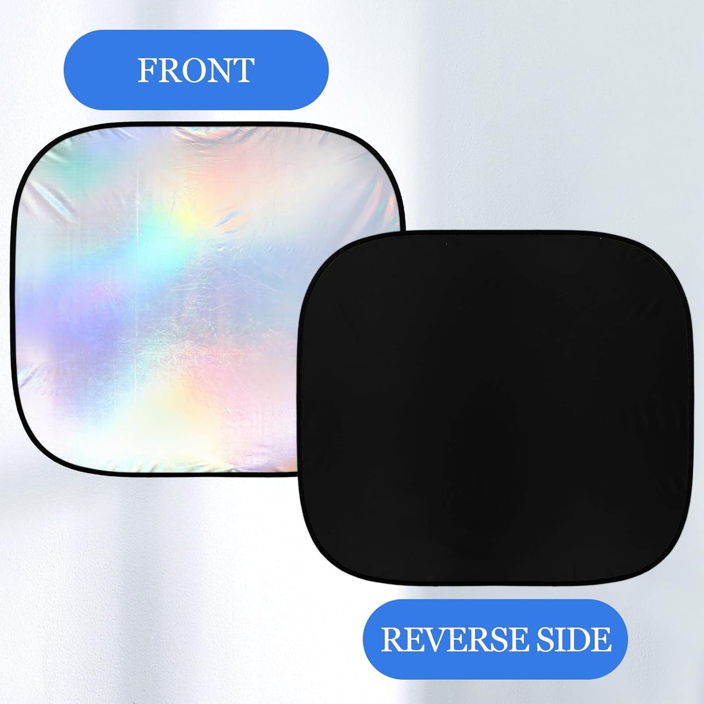 2 Pcs 31 x 28 Inch Car Windshield Sun Shade Foldable, Hologram Foil Front Windshield Shade for Car Truck SUV Van Blocks UV Rays Sun Visor Protector (Iridescent Mermaid Style)