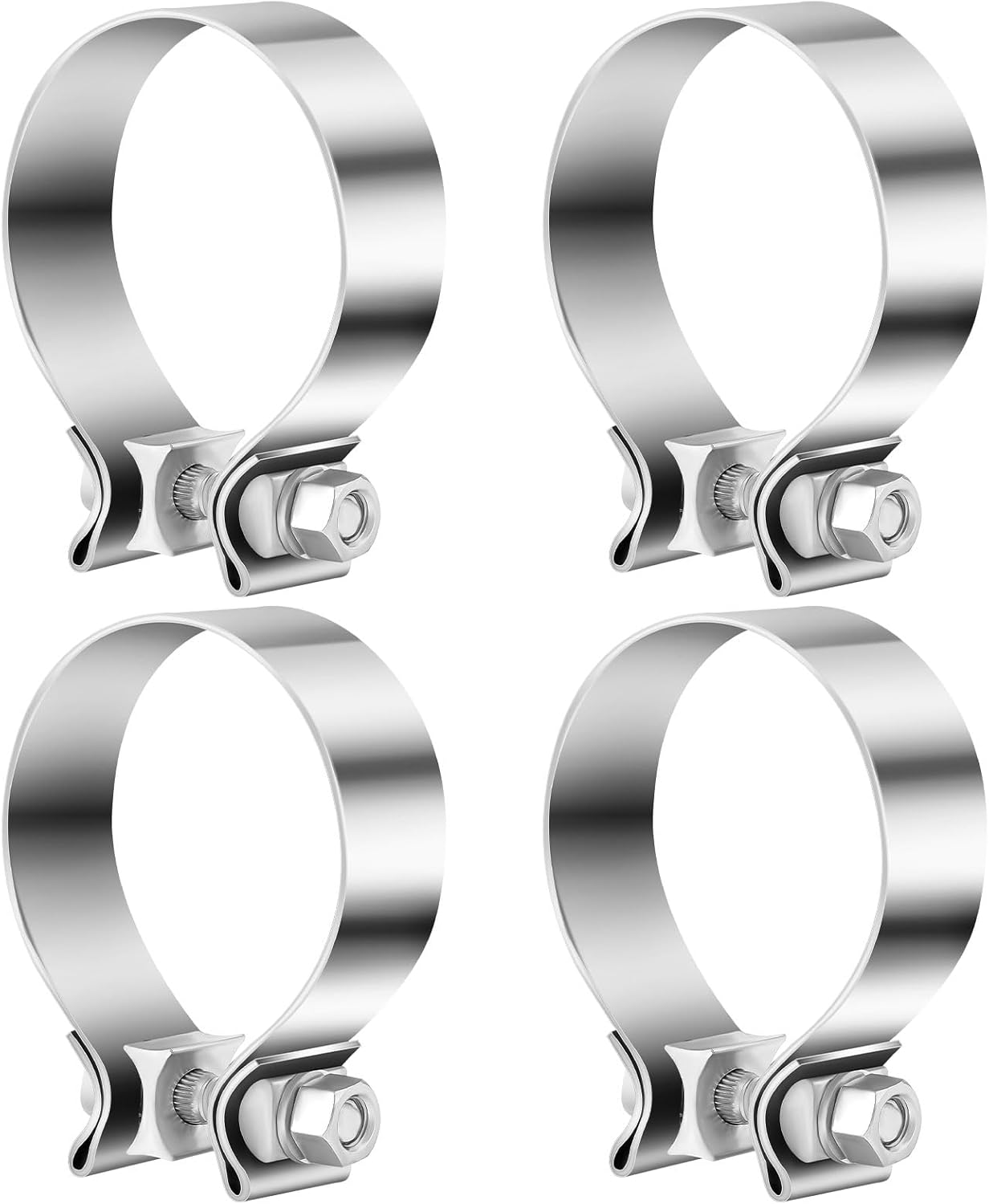 4 Pcs 3 Inch Muffler Clamp, Narrow Band Muffler Clamp Stainless Steel for Pipes and System Repair