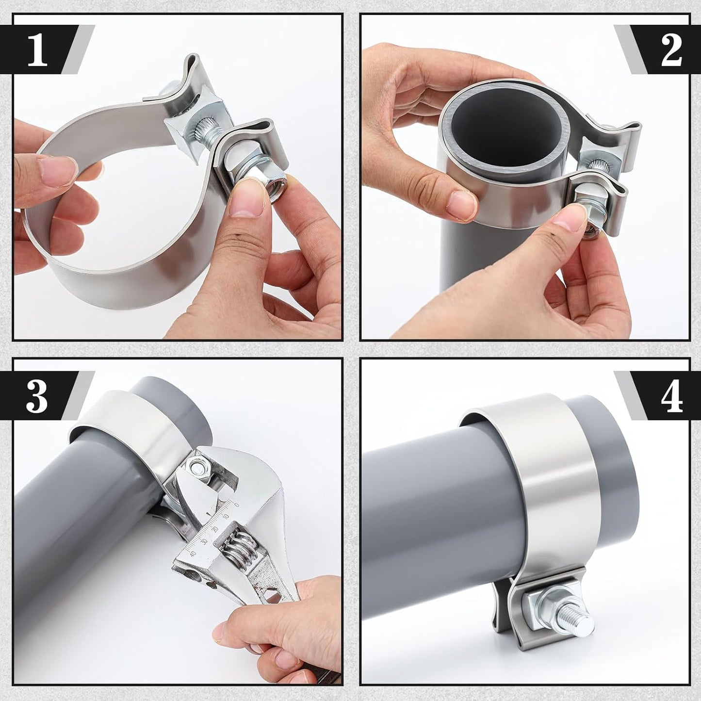 4 Pcs 3 Inch Muffler Clamp, Narrow Band Muffler Clamp Stainless Steel for Pipes and System Repair