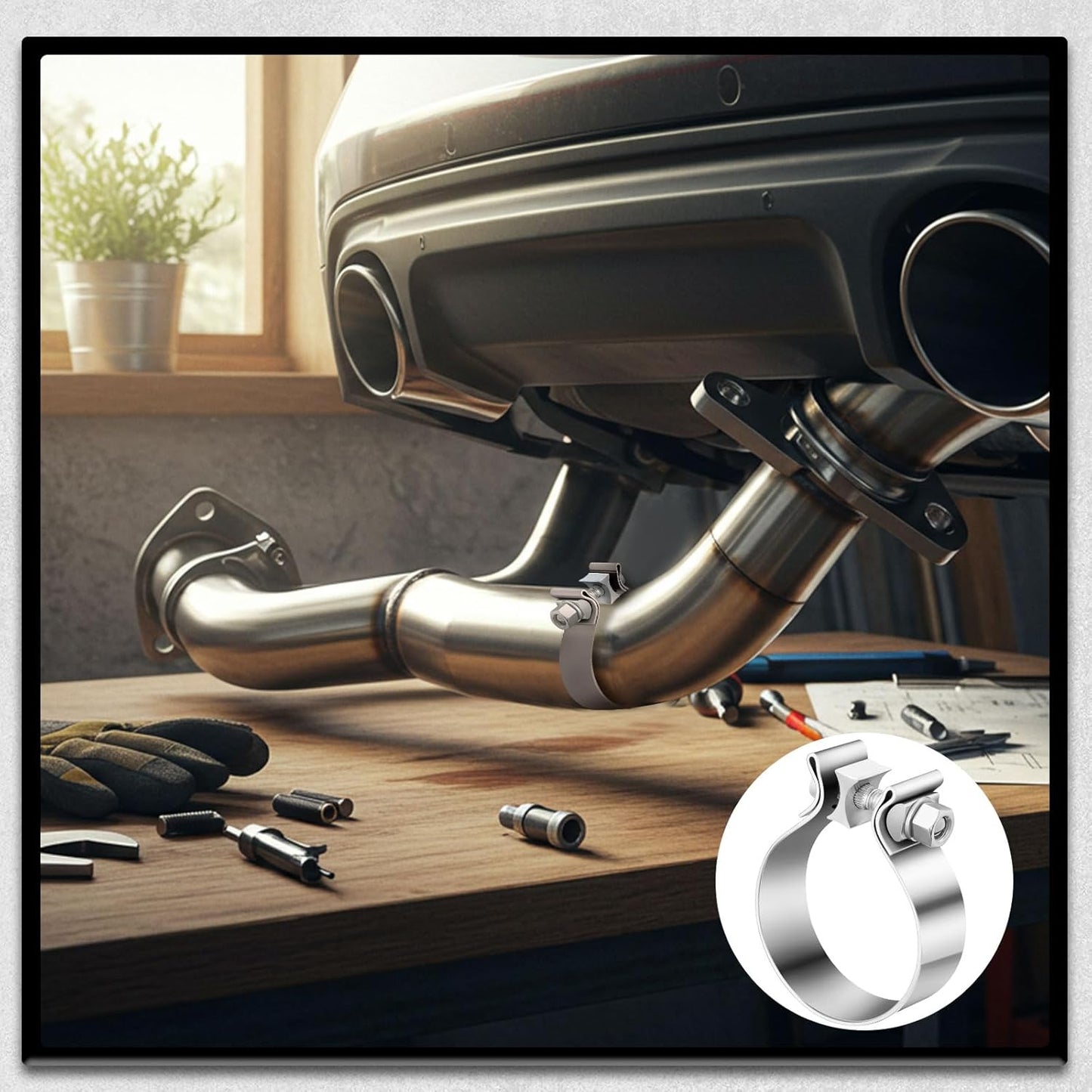 4 Pcs 3 Inch Muffler Clamp, Narrow Band Muffler Clamp Stainless Steel for Pipes and System Repair