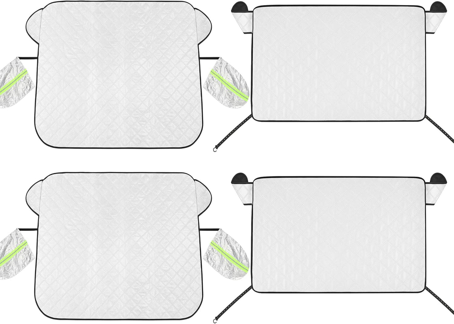 4 Pcs Car Windshield Sun Shade Set - UV Block Heat Reflect Front & Rear Sun Protection with Magnetic Edges and Side Mirror Covers, Universal Fit for Cars, Trucks, Suvs - Fits Most Vehicles