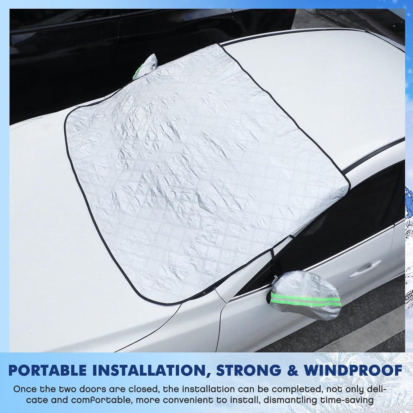 4 Pcs Car Windshield Sun Shade Set - UV Block Heat Reflect Front & Rear Sun Protection with Magnetic Edges and Side Mirror Covers, Universal Fit for Cars, Trucks, Suvs - Fits Most Vehicles