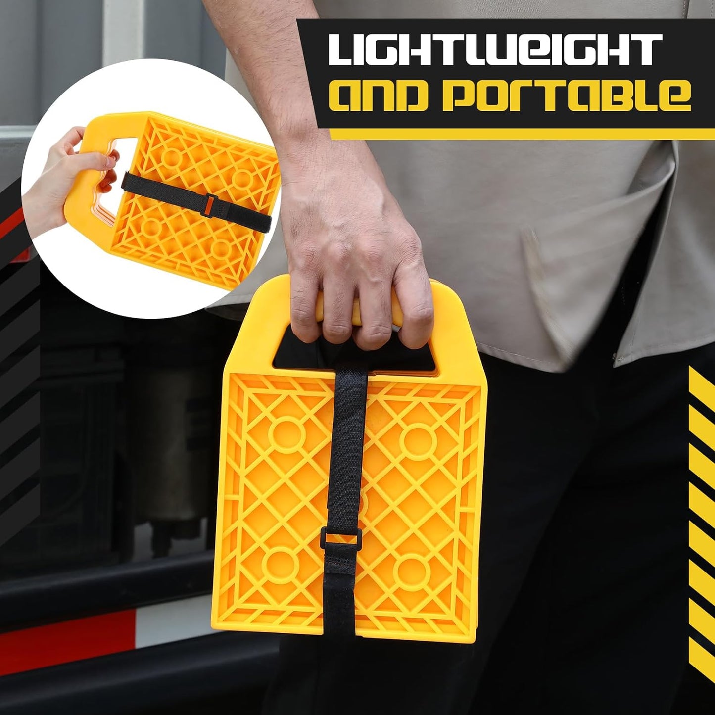 8 Pieces RV Stabilizing Jack Pads Camper Jack Pads RV Leveling Blocks with Handle Camper Stabilizer Blocks for Travel Trailer Easy Storage and Organization(Yellow)