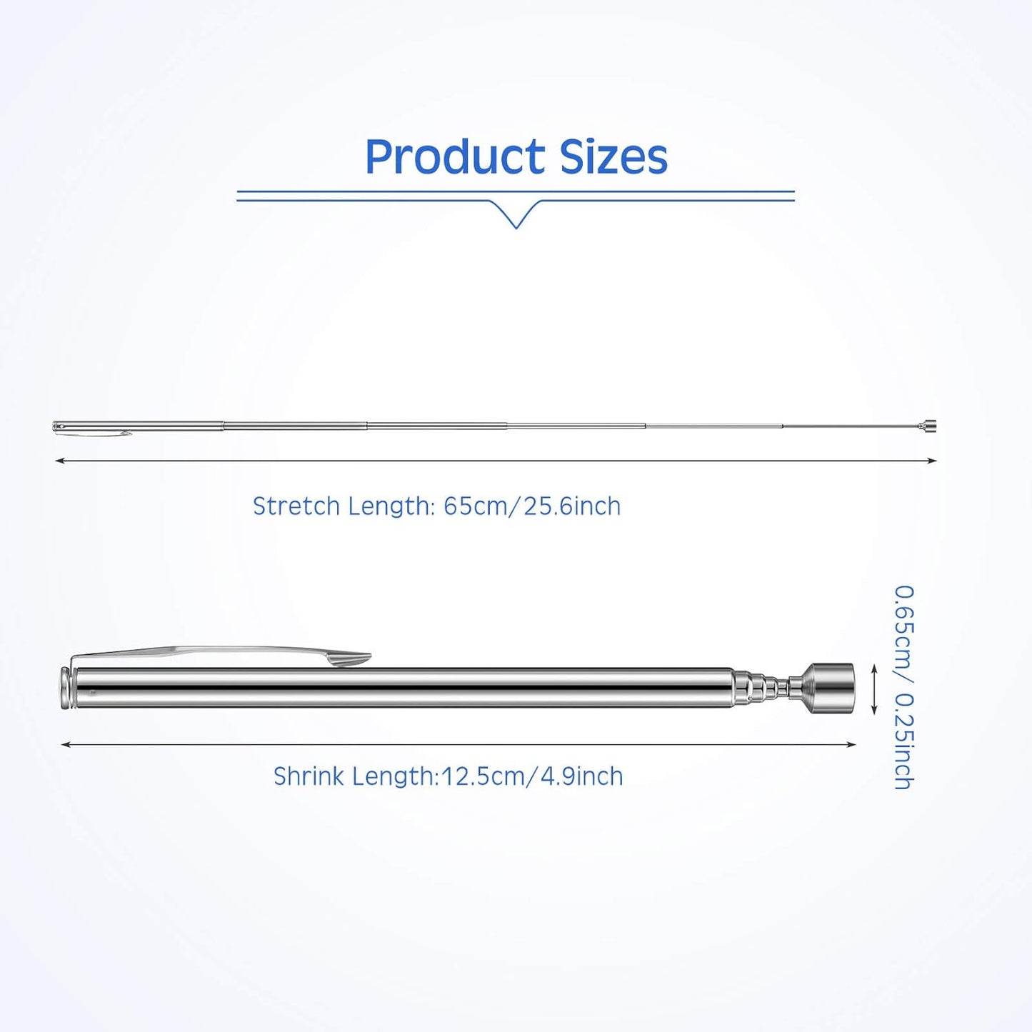 12 Pieces Telescoping Magnet Pickup Tools in 2 Lb Magnetic Stick Gadget with Pocket Clip Magnet Tool to Retrieve Screws Nuts Pins for Men Birthday, Father's Day, Valentine