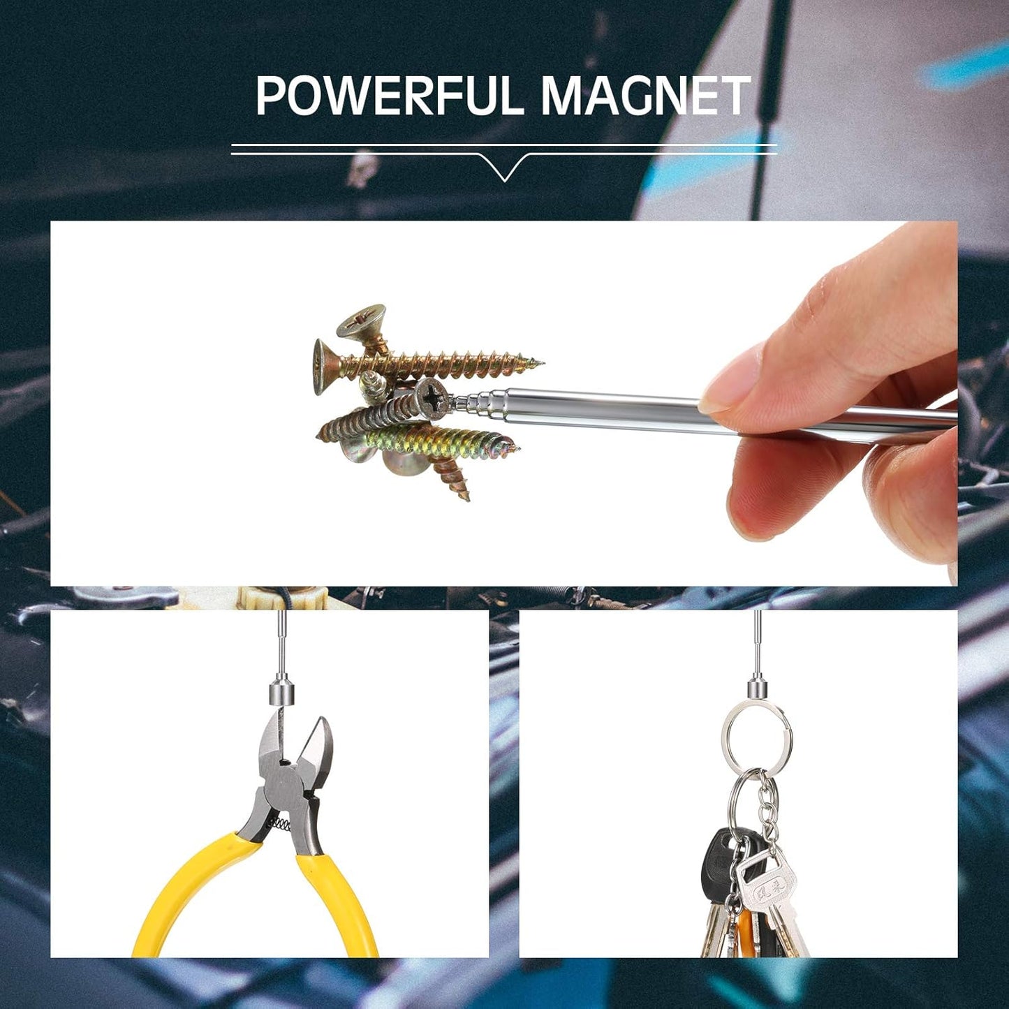 12 Pieces Telescoping Magnet Pickup Tools in 2 Lb Magnetic Stick Gadget with Pocket Clip Magnet Tool to Retrieve Screws Nuts Pins for Men Birthday, Father's Day, Valentine