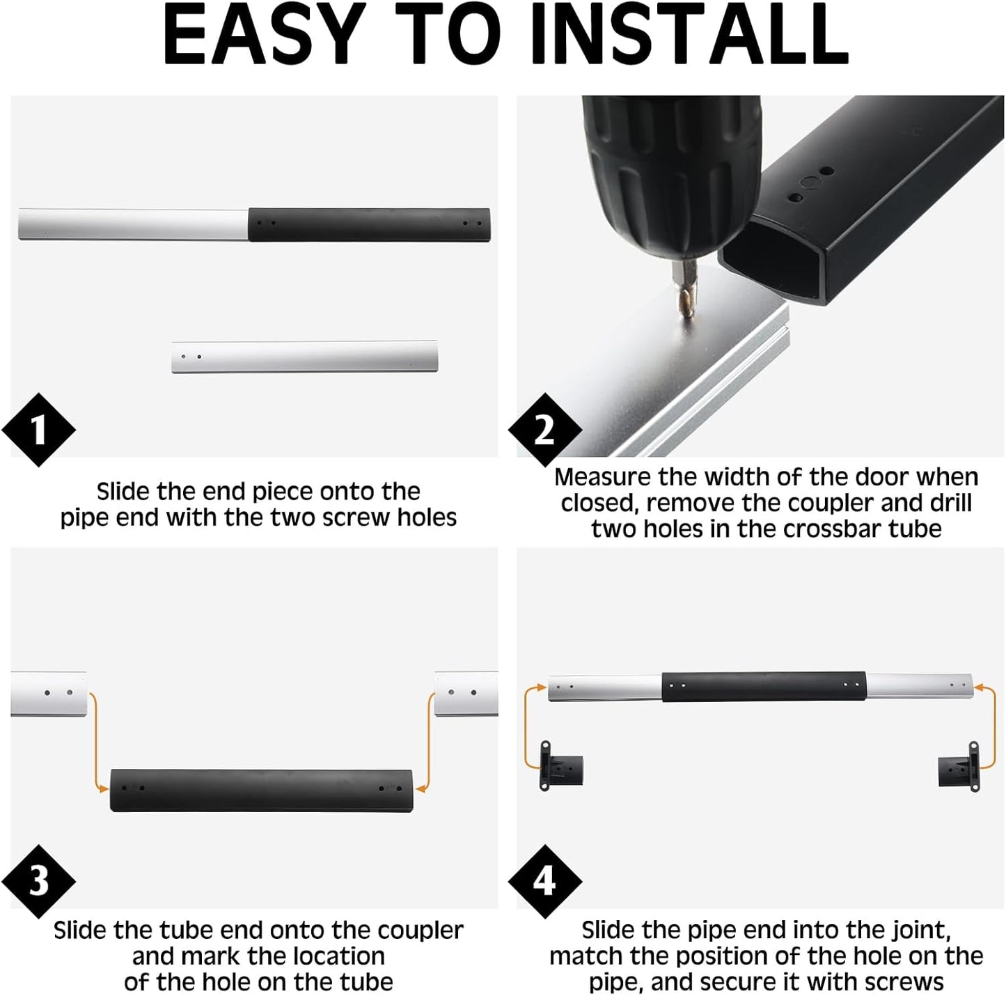 2 Pcs RV Screen Door Handle Cross Bar, Adjustable Camper Door Grab Bar 21-5/8 to 28-5/8 with Non Slip Grip Aluminum Support Handle for Trailer, Motorhome, Truck, Camping, Travel RV Accessories