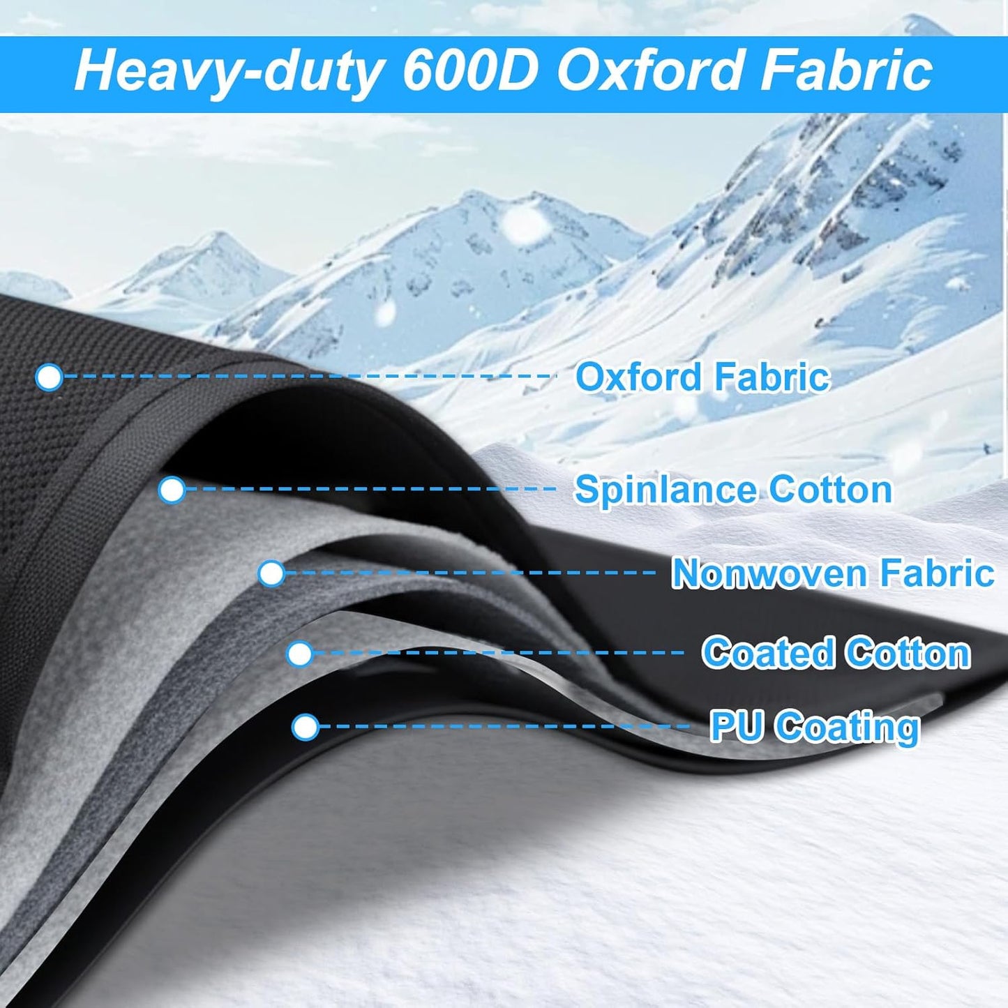 Windshield Cover for Ice and Snow Heavy Duty 600d Oxford Fabric Windshield Protector for Cars Suvs Trucks Secure Fit Waterproof Frost Cover for Winter Car Accessories, Black, 69"x42"