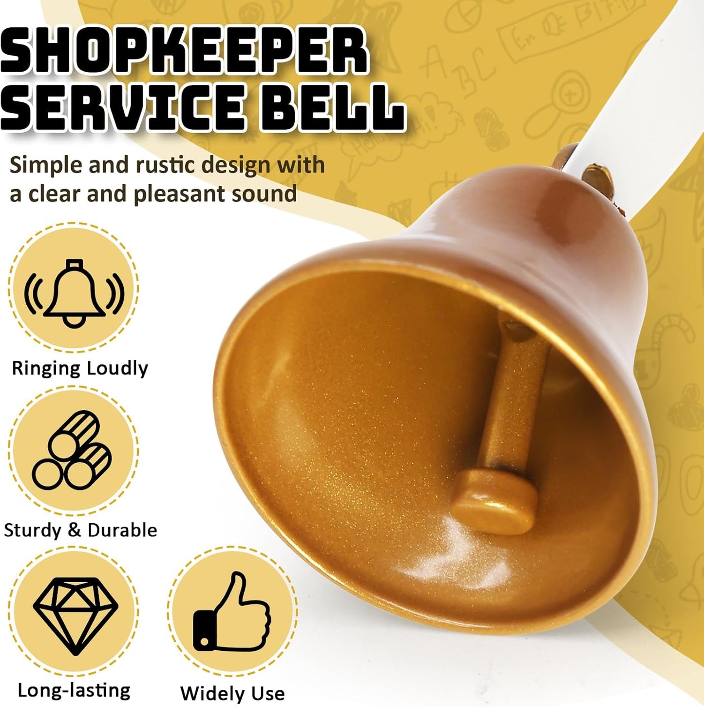 4 Pcs Shopkeepers Bell for Door Opening, Antique Door Bell Wall Mounted Metal Doorbell Hanging Door Bells Ring Bells, Dog Training Bells for Potty Training