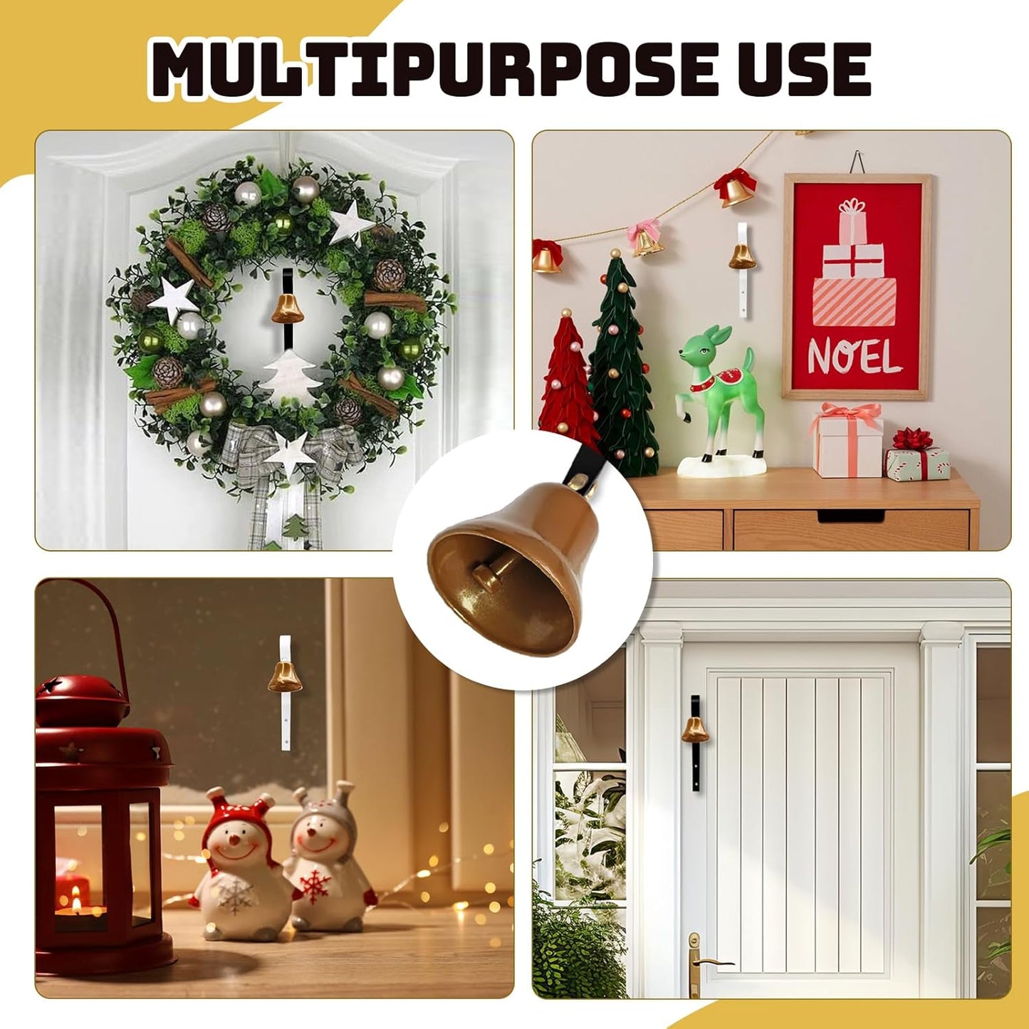 4 Pcs Shopkeepers Bell for Door Opening, Antique Door Bell Wall Mounted Metal Doorbell Hanging Door Bells Ring Bells, Dog Training Bells for Potty Training