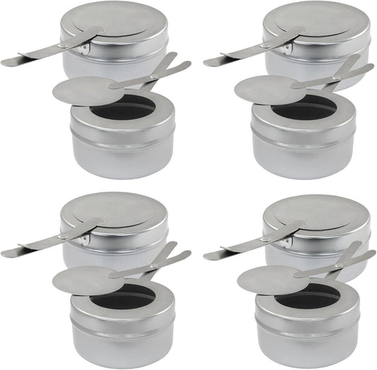 8 Pack Stainless Steel Fuel Holder,Canned Heat Holder，Safety Cover Buffet Warmer, Buffet Warming Trays for Barbecue Buffets Parties(Silver)
