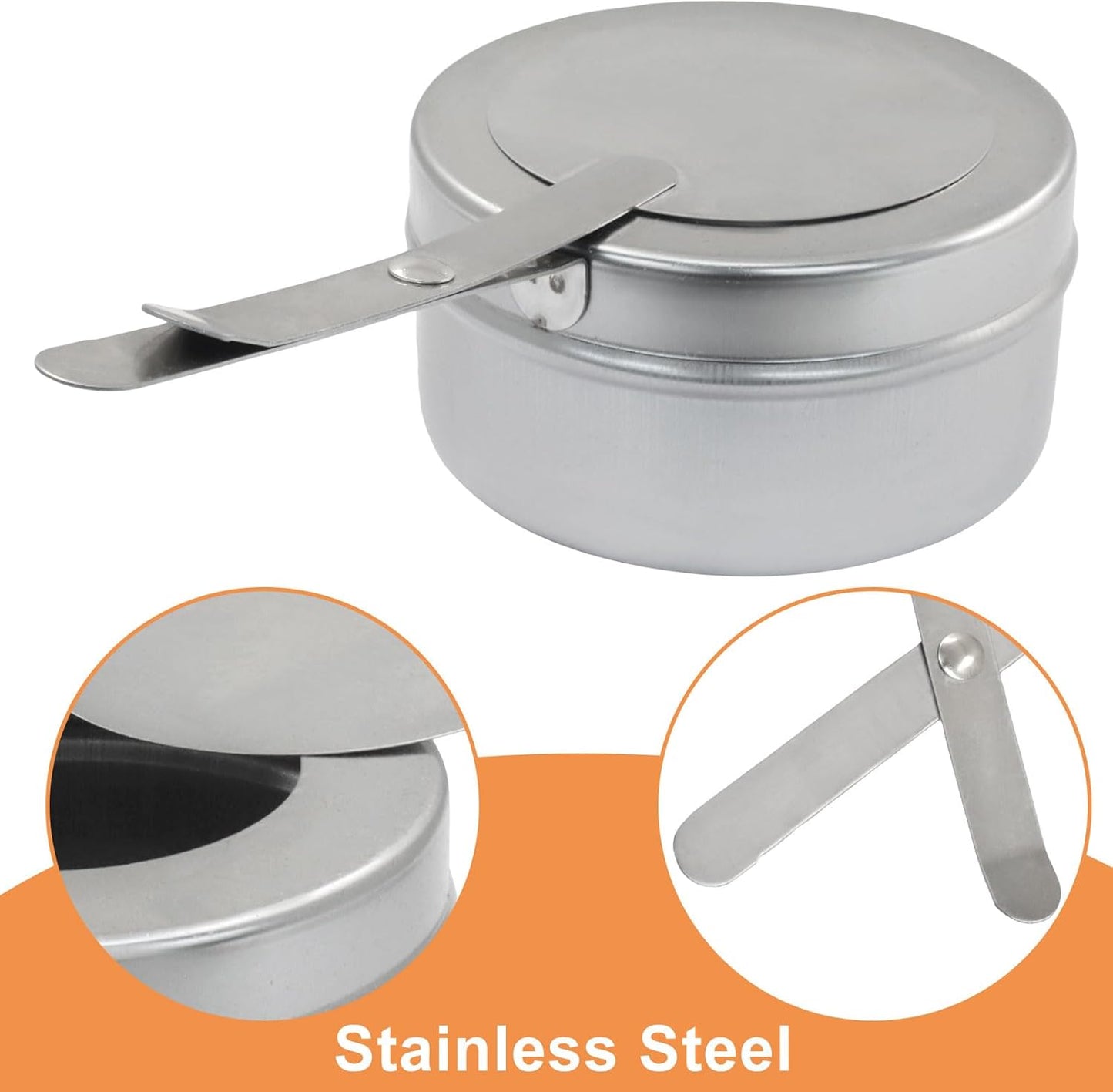 8 Pack Stainless Steel Fuel Holder,Canned Heat Holder，Safety Cover Buffet Warmer, Buffet Warming Trays for Barbecue Buffets Parties(Silver)