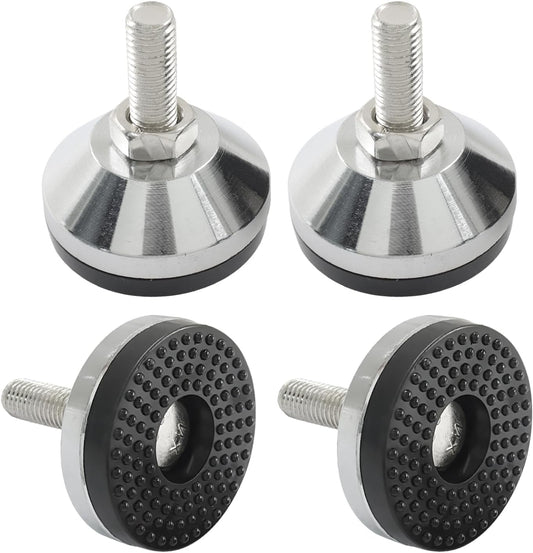 4 Pack Heavy Duty Leveling Feet, Adjustable Leg Leveler Anti Skid Furniture Feet, Threaded Rubber Swivel Levelers for Workbench/Machine/Cabinet(D60xM12x40), Silver + Black