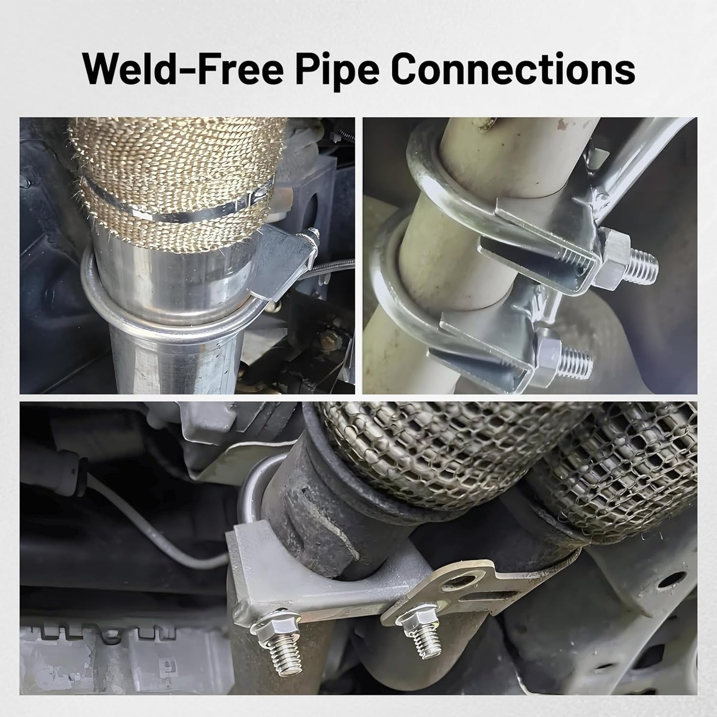3" Heavy Duty U Bolt Exhaust Clamp, 3 Inch Stainless Steel U Muffler Clamps, Saddle Style, 2PCS