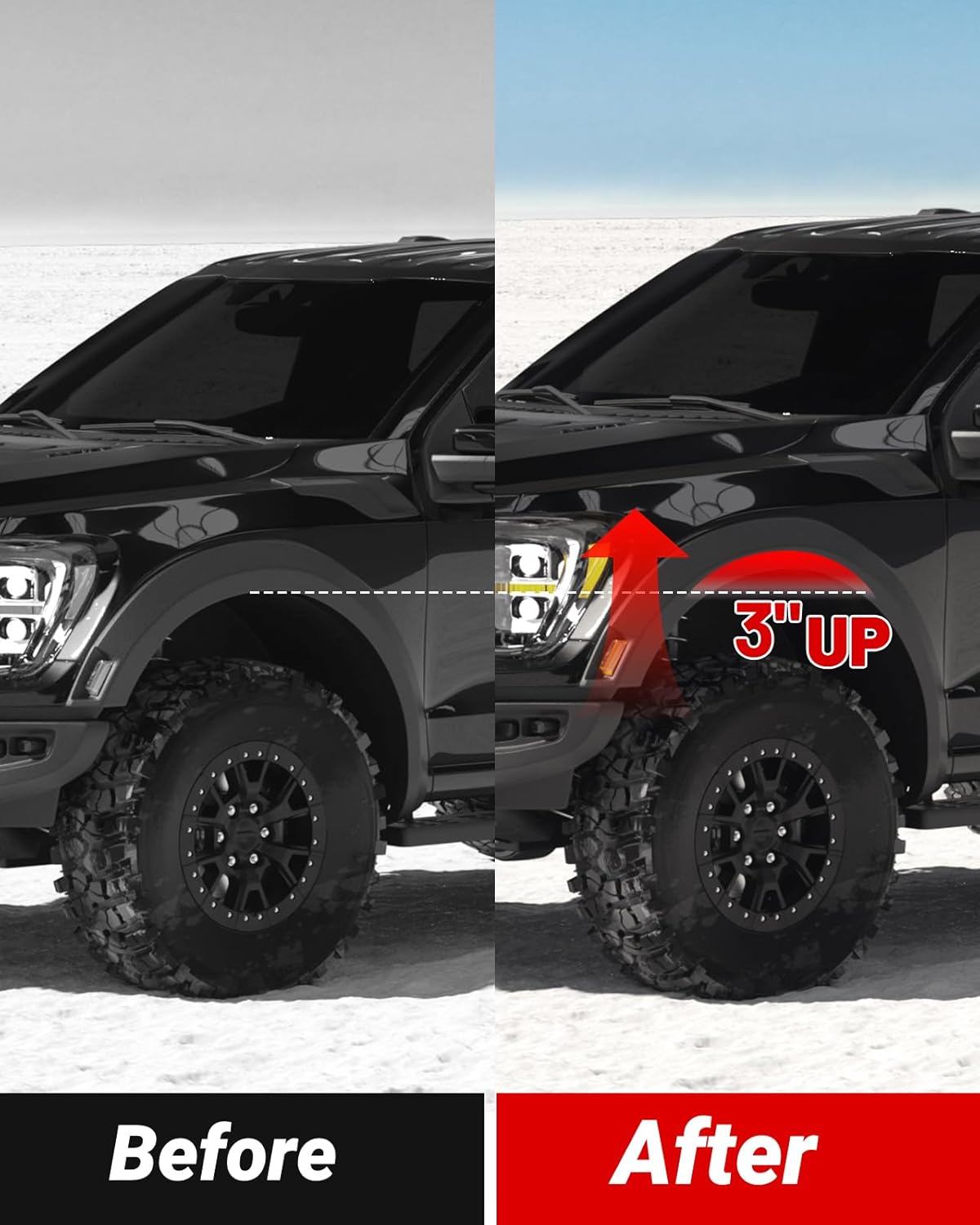 3" Front Leveling Lift Kit Compatible with 1994-2010 Ram 1500 2500 3500 2WD, 2011-2018 Ram 1500, 2011 Ram 2500 3500 2WD, 3 inch Front Suspension Strut Spacers Black