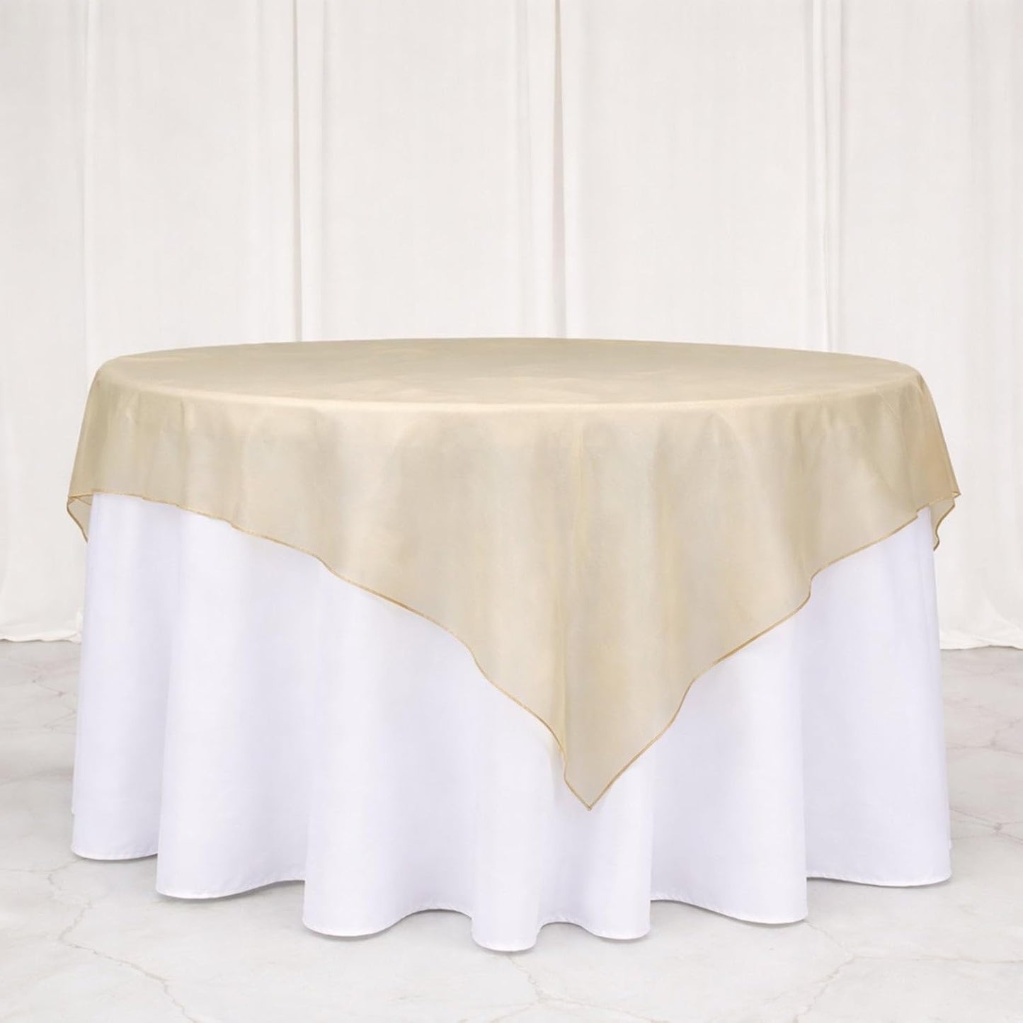 Efavormart 10 Pack Organza Table Overlay 72"x72" Gold - Sheer Table Topper