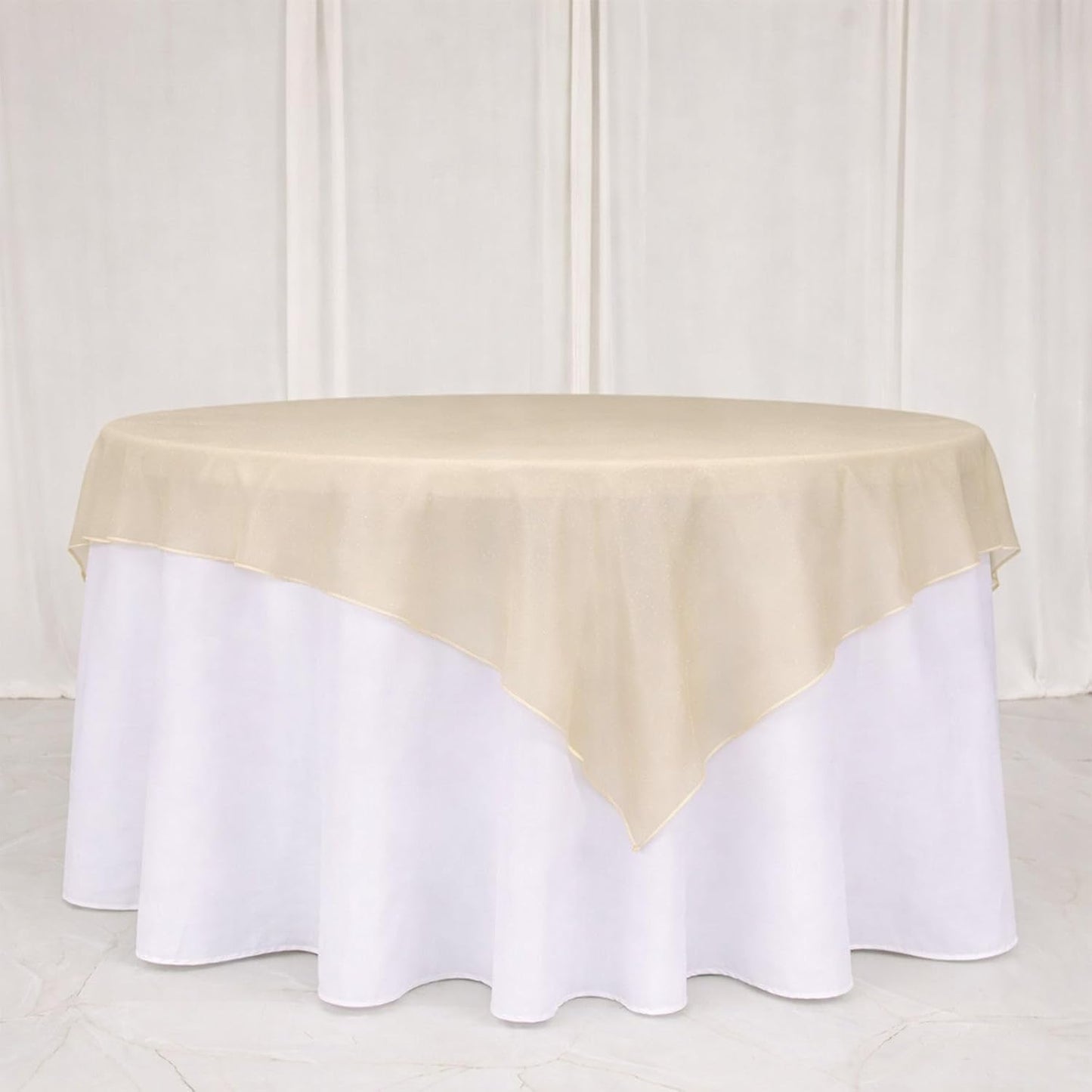 Efavormart 10 Pack Organza Table Overlay 72"x72" Gold - Sheer Table Topper
