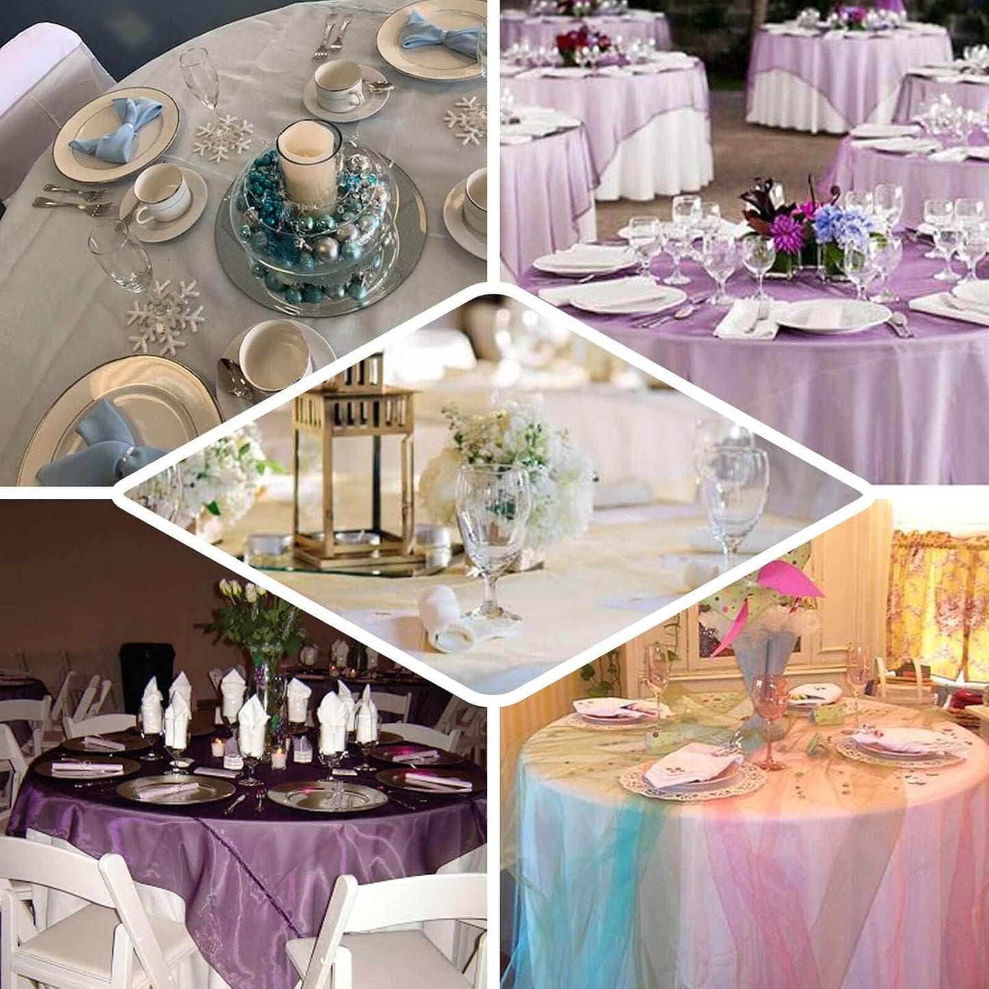 Efavormart 10 Pack Organza Table Overlay 72"x72" Gold - Sheer Table Topper